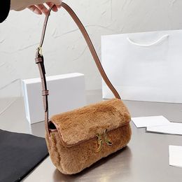 Wool Bags Armpit Bag Crossbody Handbags Half Month Handbags Embroidery Woven Letter Fashion Zipper Pocket Real Leather
