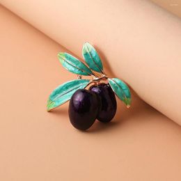 Brooches Unique Cherry Fruit For Women Vintage Ethnic Style Blue Purple Plant Corsage Accessories Party Gifts