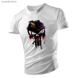 Men's T-Shirts Four seasons outdoor adult crewneck short sleeve American creative skull 2D printed men's T-shirt holiday leisure sports T240108