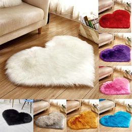 Carpets Multi Size Colour Heart Shaped Fluffy Rug Imitation Wool Bedroom Coffee Table Living Room Shag Carpet Floor Mats Home Decoration