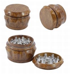 Wood Tobacco crusher Herb Grinder 2019 new 4 piece 40m 50mm 55mm 63mm Smoking Set pollen press catcher drumshape metal grinders D5330934