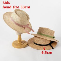 Berets 202403-hh6069b Ins Summer Natural Treasure Grass Light Breathable Kids Fedoras Cap Children Boy Girl Eisure Panama Jazz Hat