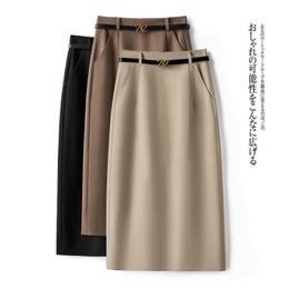 Spring Autumn Workwear High Waist A- line Skirt Women High Waist One-Step Professional Suit Hip Skirt Women 240108