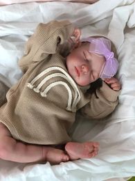 49CM Already Finished Painted Bebe Reborn Doll LouLou born Sleeping Doll Soft Vinyl 3D Skin Tone Visible Veins Gift For Girls 240106