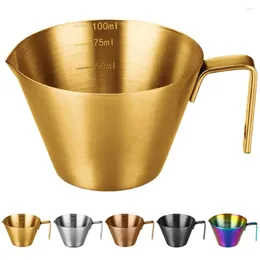 Coffee Pots Espresso Brewing Cup Measuring 100ml Stainless Steel With Scale Handle Food Grade For