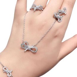 Swarovski Necklace Designer Women Top Quality Beaded Necklaces Silver Bow Full Diamond Necklace For Women With Elements Crystal Bow Collar Chain