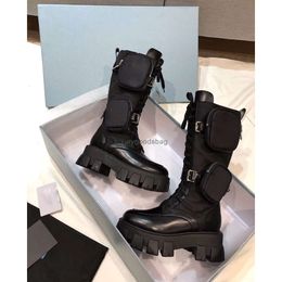 2024ss new black high top thick sole leather upper leisure boots motorcycle boots Martin boots 35-40