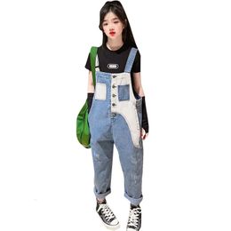 Teenager Girls Denim Jumpsuit And Rompers Child Jean Bib Pants Children's Playsuit Kids Outfits Clothing 5 6 7 8 9 10 Years Old 240108