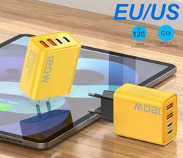 Hot-selling 120W Bumblebee Super Fast Charging KO-71 2PD+2USB Charging Charger for Laptops Tablets Mobilephones Travel Wall EU/US Plug Charger in Retail Box