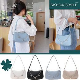 Totes Summer Solid Colour Small Shopping Handbags PU Leather Underarm Bags For Ladies Butterfly Chain Women Shoulder