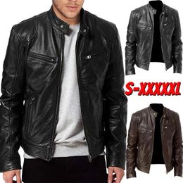 Winter Warm Casual Motorcycle Mens PU Leather Jacket Biker Windbreaker Men Jackets Slim Clothing Large Size 240108