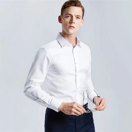 Men's White Shirt Long-sleeved Non-iron Business Professional Work Collared Clothing Casual Suit Button Tops Plus Size S-5XL 240106