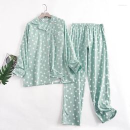 Women's Sleepwear Women Cotton Pajamas Set Spring Autumn Long Sleeve Top Flower Print Pajama Pants Loungewear Button Pijama Pyjama Femme