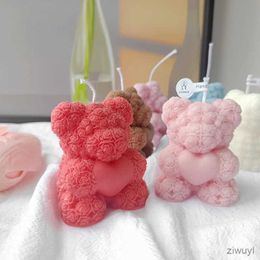 Candles 1PC 3D Rose Bear Aromatherapy Candles for Home Decoration Lovely Scented Candles Photography Props Festival Home Decor Ornaments