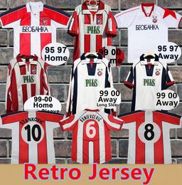 1995 1997 Crvena zvezda Beograd Retro Soccer Jerseys 99-00 BUNJEVGEVIC Long Sleeve Home Away STANKOVIC Short Sleeves Football Shirts Uniforms