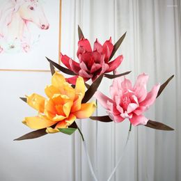 Decorative Flowers Large PE Magnolia Fake Plant Bouquet Outdoor Christmas Supplies Wedding Background Decoration Stage Layout Artificial