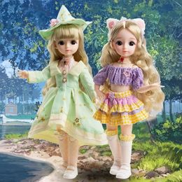 30cm Kawaii 16 BJD Doll 13 Joints Movable Girls Princess Clothes Dress Up Accessories Simulation Face Toys Birthday Gift 240108