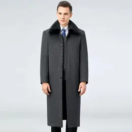 Men's Trench Coats Winter Men Over The Knee Plus Long Cashmere Overcoat Warm Business Casual Coat Dad Suit