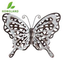 Metal Butterfly Wall Decor 3D Art Indoor and Outdoor Garden Sculpture Patio Fence Living Room 240108