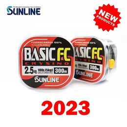 100% Original SUNLINE BASIC FC 225M/300M Transparent Colour Carbon Fibre Fishing Line Suitable for Many Fishing Methods 240108