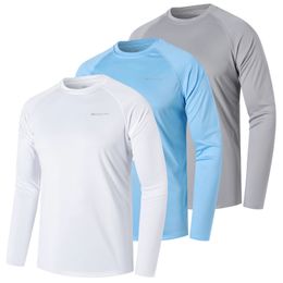 3 Pack Men's Long Sleeve UPF 50 Rash Guards Diving UV Protection Lightweight T-Shirt Loose Fit Swimming Quick Drying Surfing 240106