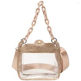 Evening Bags PVC Jelly Makaron Chain Women Single Shoulder Crossbody Bag Personality Waterproof Rhinestone Handbags