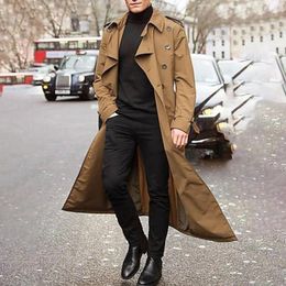 Men's Trench Coats Long-Slevee Full Length Coat Long Overcoat Winter Jaquetas Masculina De Inverno