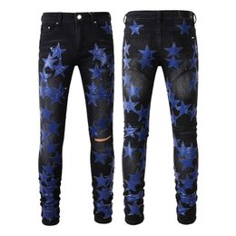 Amirii Jeans Vintage Heavy Craft Men Jeans Designer Jeans Star Embroidery Ruin Hole Amirii Jeans Denim Pants Fashion Brand Amirii Baggy Jeans Trouser 520