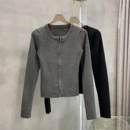 Women's Jackets 2024 Tight-fitting Zipper Sweater Double - Directional Pull Styling Sense Upgrade Slim Version More Curve