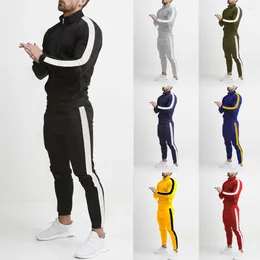 Men's Tracksuits Mens Suit Autumn And Winter Zipper Cardigan Casual Sports Style Colour Block Breathable Fashion Quality Trendy Set For Men