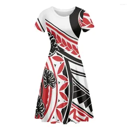 Party Dresses Hycool Short Sleeve Hawaii Floral Polynesian Print Long Dress Vintage Elegant High Waist Dropship Shirt 2024
