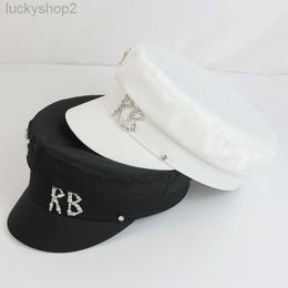 Berets Brand Designer Satin r b Letter Sboy Cap Flat Militray Hat Adjustable Women Beret Hats Gorras Mujer 230714