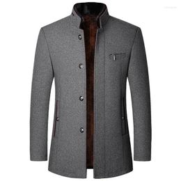 Men's Trench Coats Male Winter Jackets And 4 Men Woollen Cashmere Blazers Stand-up Collar Business Casual Suits