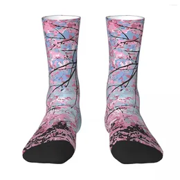 Men's Socks All Seasons Crew Stockings Cherry Blossoms Harajuku Fashion Hip Hop Long Accessories For Men Women Gifts