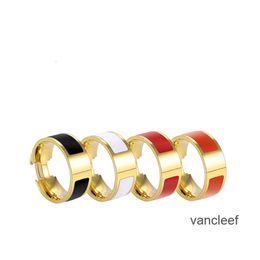 Designer Love Ring Classic Enamel Rainbow 6MM Stainless Steel Band Women Fashion Men Rings Unisex Jewelry Accessories Gift Size 5-11