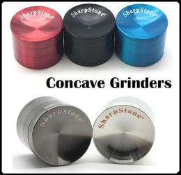 Concave Surface Sharpstone Herb Grinders Tabacco Accessories Top Quality 40505563mm 4 Layers withwithout logoOEM Zinc Alloy3872017