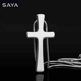 Polished Scratch Proof Cross Tungsten Steel Pendants With Stainless Steel Necklace for Couples Engraving 240106