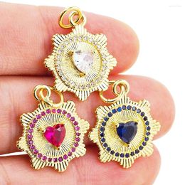 Pendant Necklaces Fashion Love Zircon Heart Charms Gold Plated Sun Shape Couple Necklace Accessories For Women Girls Fine Jewelry Making