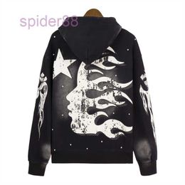 Designer Hoodie Hellstar Men Pullover Spiderweb Star Flash Long Sleeve Street Hip-hop Sweatshirts Blue Red Grey Black White Yoga Vintage Hoodios TOKE