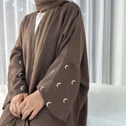 Ethnic Clothing Dubai Abaya Open Cardigan Embroidery Muslim Women Casual Maxi Dress Turkey Kaftan Kimono Arab Robe Islam Eid Party Abayas