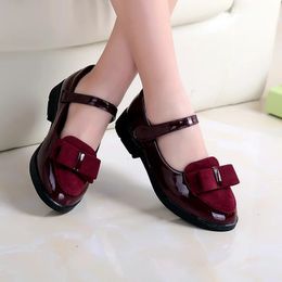 Girls Flats Children Princess Shoes with Bow-Knot Sweet Kids Mary Janes Elegant Classic 영국 스타일 패션 가을 27-38 240108