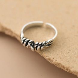 Cluster Rings 925 Silver Open Finger Ring Twine Circle Vintage Geometric Punk Stackable For Women Girl Jewellery Gift Dropship Wholesale