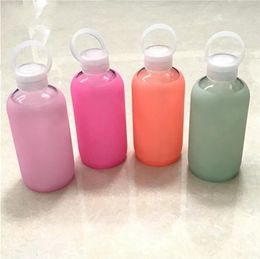 New Fashion Colorful 500mL 16oz Tumblers Glass Water Bottle Glass Beautiful Gift Women Water Bottles with Protective Silicon Case 5162361
