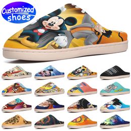 Customised shoes Customised slipper Tom and Jerry Dragon Heroes Mouse plush sandle babouche cartoon pattern men women shoes brown white big size eur 34-49