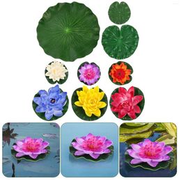 Decorative Flowers Artificial Water: 9Pcs Pads For Ponds Floating Fountain Garden Pond Aquarium Pool Decor