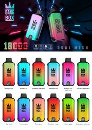 Caixa bang original 18000 puffs puff 18k 26ml pré-carregado 850mah caneta recarregávelvape descartável 0%2%3%5%display inteligente