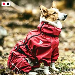 Waterproof Pet Dog Outdoor Jacket Clothes Winter Warm Coat Big Jumpsuit Reflective Raincoat For Small Medium Large Dogs 240106