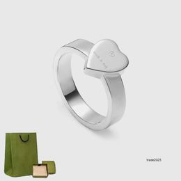 Designer Ring 2024 Silver Stainless Steel Luxury Men Women Brand Jewelry Letter Carving with Green Embossed Box Stamps