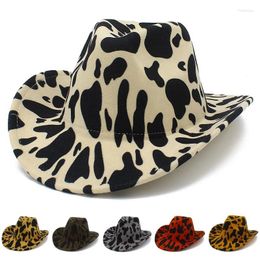 Berets Cow Fedora Hats Women Men Wool Cap Sun Hat Western Cowboy Cows Trilby Jazz Caps Curl Brim Blower Fedoras