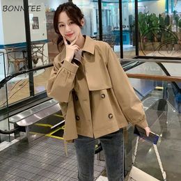 Trench Coats Women Vintage S-3XL Double Breasted Elegant Temper British Stylish Clothing Streetwear Windproof Spring Aesthetics 240106